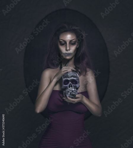 Portrait of woman with halloween make-up
