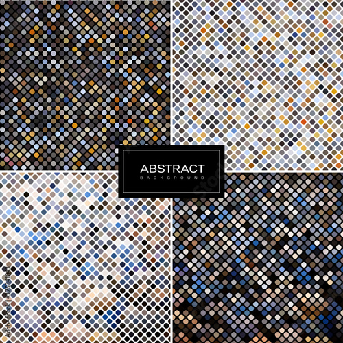 Collection of round abstract mosaic background. Set of abstract mosaic patterns