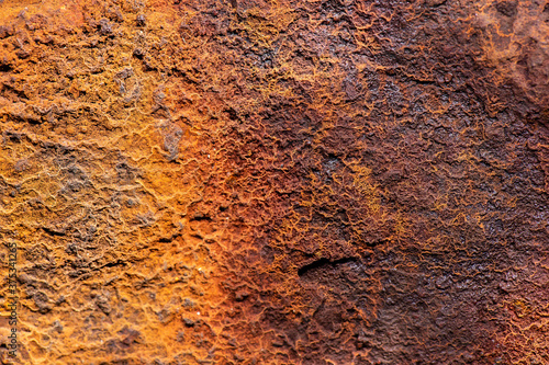 Detailed closeup macro photo of rust on the HMQS Gayundah shipwreck at Woody Point, Queensland photo