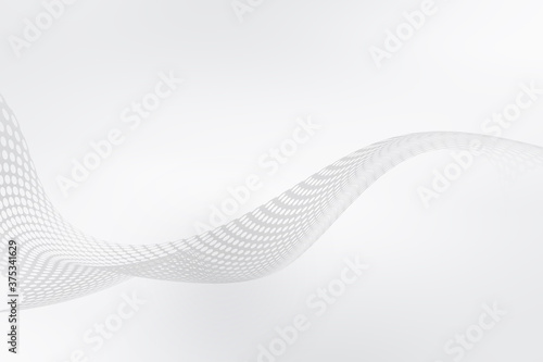Futuristic white net background. Elegant modern interface design. Grey tone gradient with fluid flow halftone waves. © SidorArt