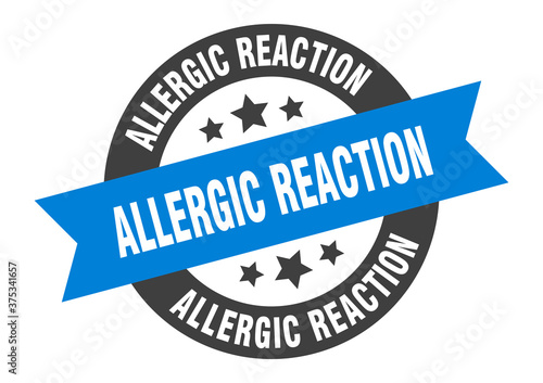 allergic reaction sign. round ribbon sticker. isolated tag