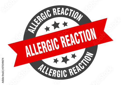 allergic reaction sign. round ribbon sticker. isolated tag