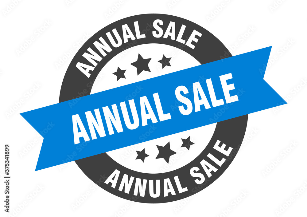 Fototapeta premium annual sale sign. round ribbon sticker. isolated tag