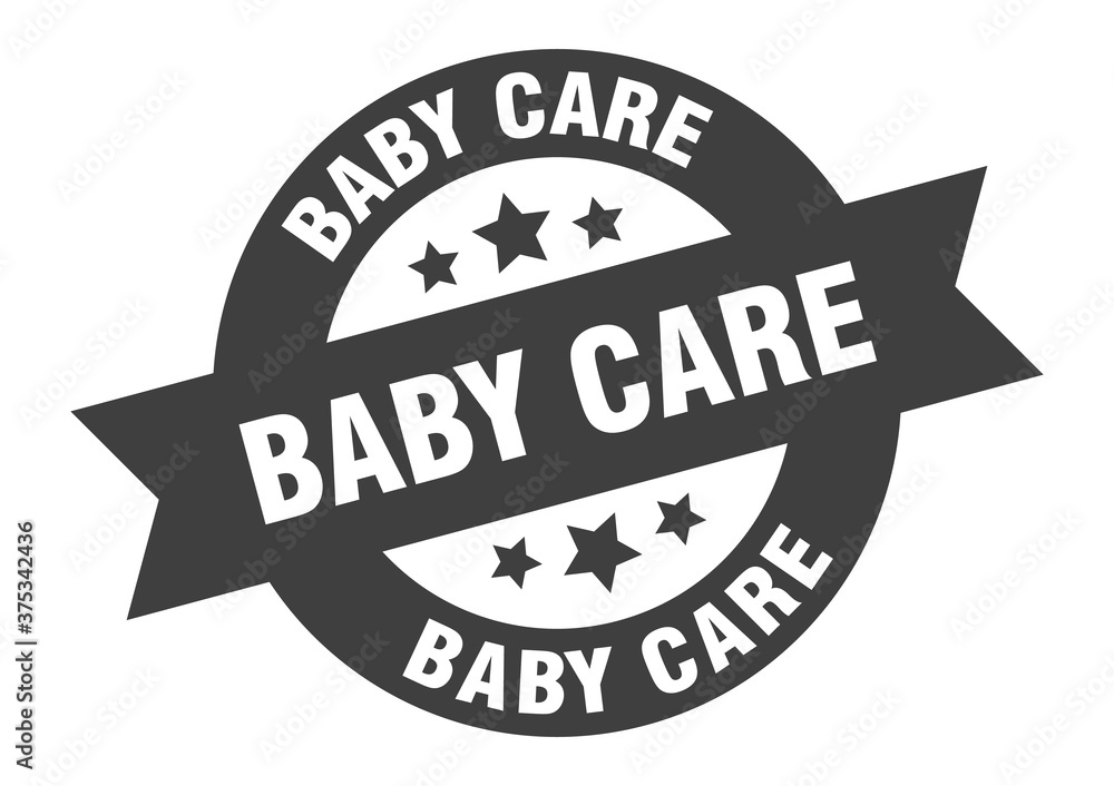 baby care sign. round ribbon sticker. isolated tag