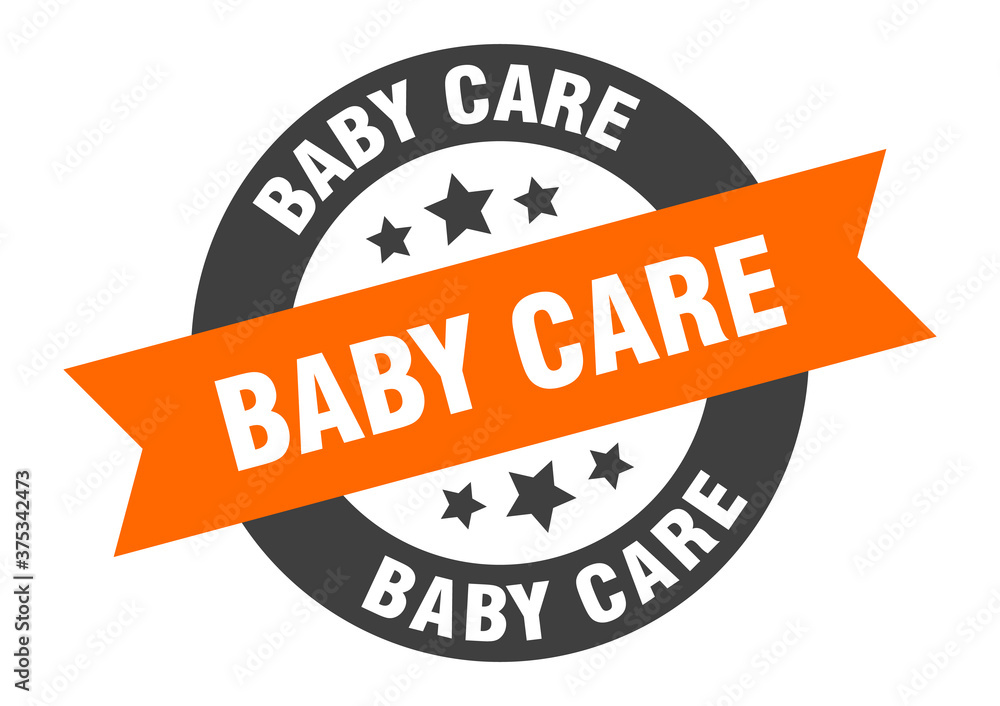 Fototapeta premium baby care sign. round ribbon sticker. isolated tag