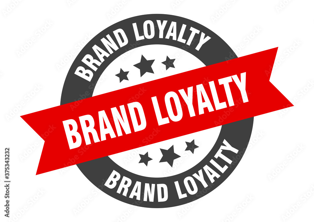 Fototapeta premium brand loyalty sign. round ribbon sticker. isolated tag