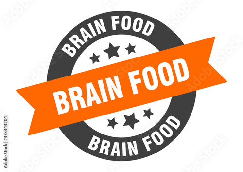 brain food sign. round ribbon sticker. isolated tag