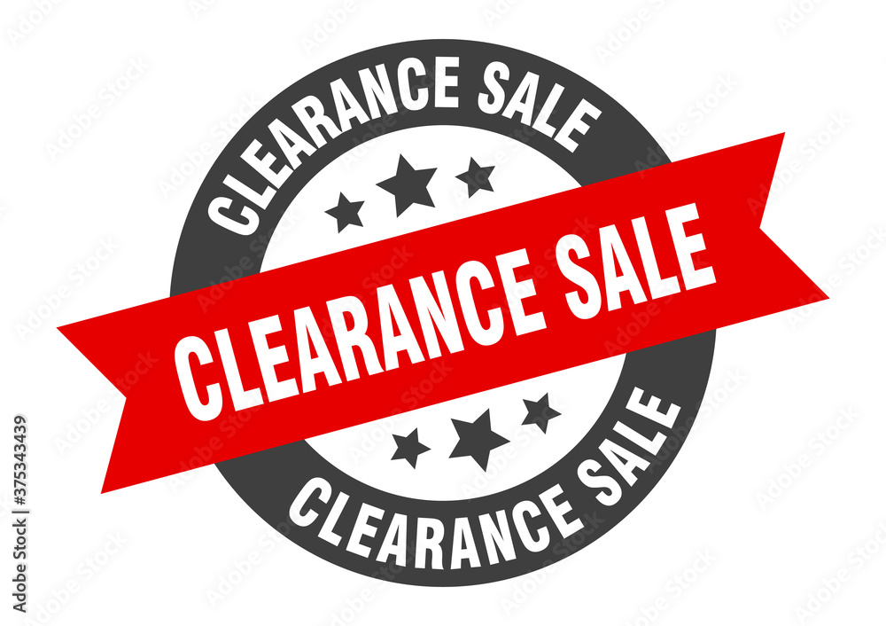 Fototapeta premium clearance sale sign. round ribbon sticker. isolated tag