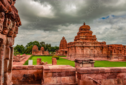 pattadakal temple group of monuments breathtaking stone art from different angle with dramatic sky