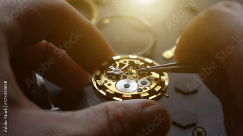 Watchmaker's workshop, mechanical watch repair. SPecial repair kit, close up