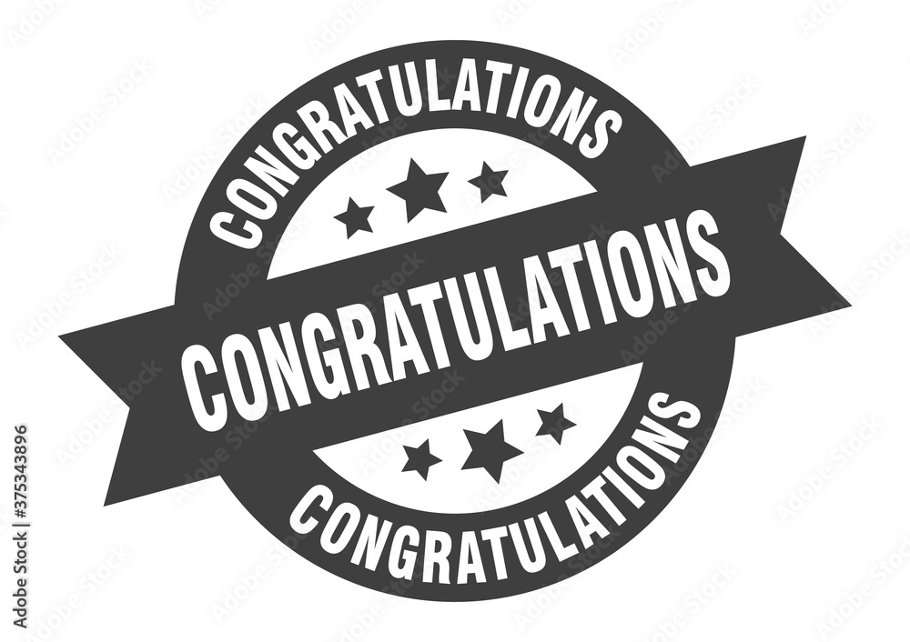 Obraz premium congratulations sign. round ribbon sticker. isolated tag