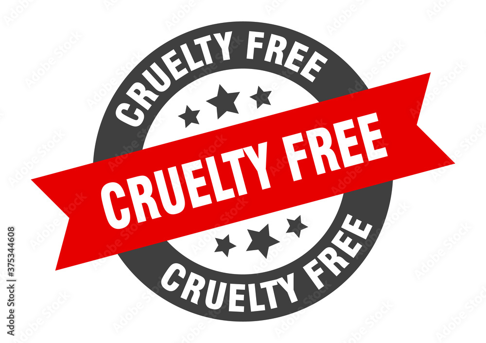 Obraz premium cruelty free sign. round ribbon sticker. isolated tag