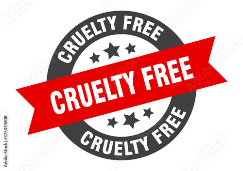 cruelty free sign. round ribbon sticker. isolated tag