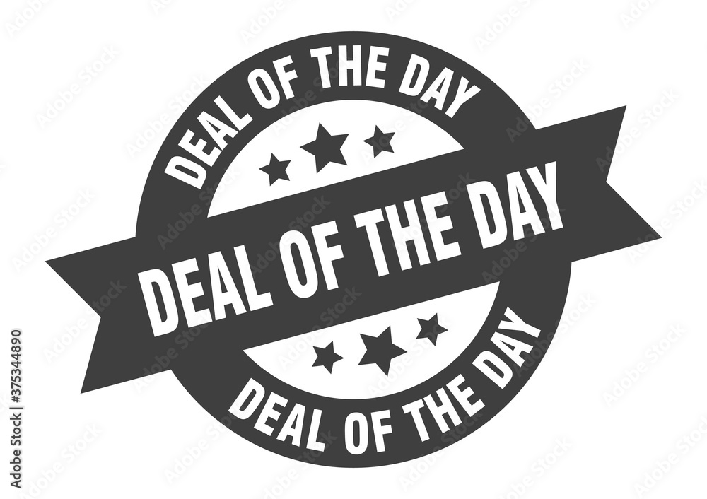 deal of the day sign. round ribbon sticker. isolated tag