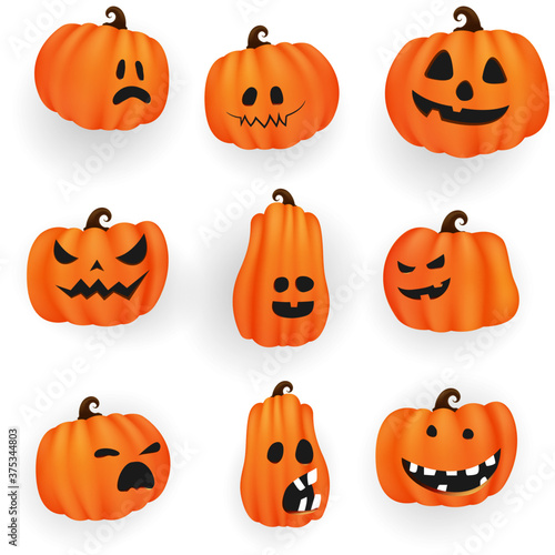 Set pumpkins of Halloween Collection Scary and funny