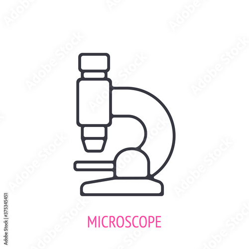 Microscope for laboratory research. Outline icon. Vector illustration. Symbols of scientific research and education. Thin line pictogram for user interface. Isolated white background