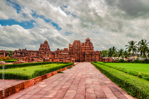 pattadakal temple complex group of monuments breathtaking stone art with dramatic sky photo
