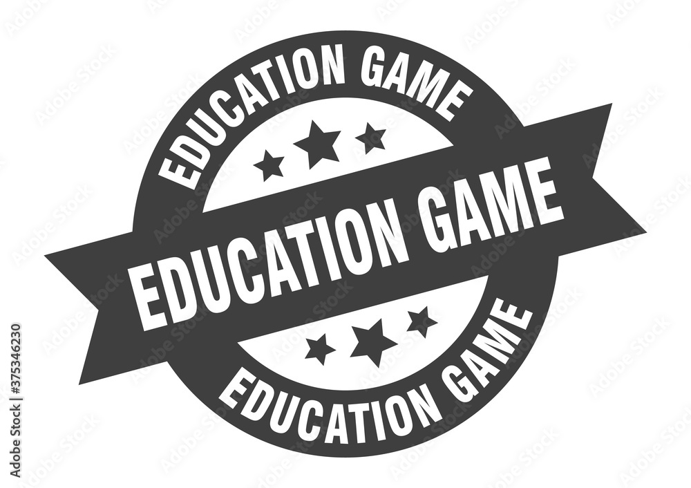 education game sign. round ribbon sticker. isolated tag