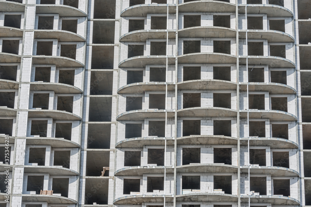 Building exterior view at housing construction time. Building exterior view at housing construction time.