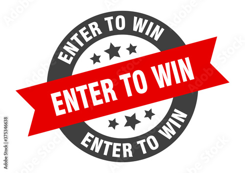 enter to win sign. round ribbon sticker. isolated tag