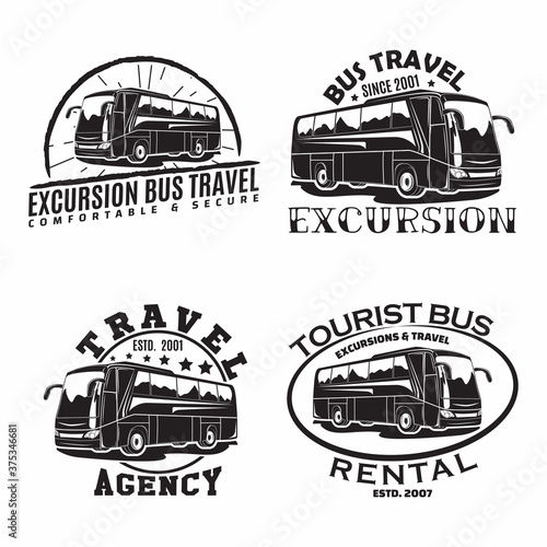 Set of Bus travel company logo designs
