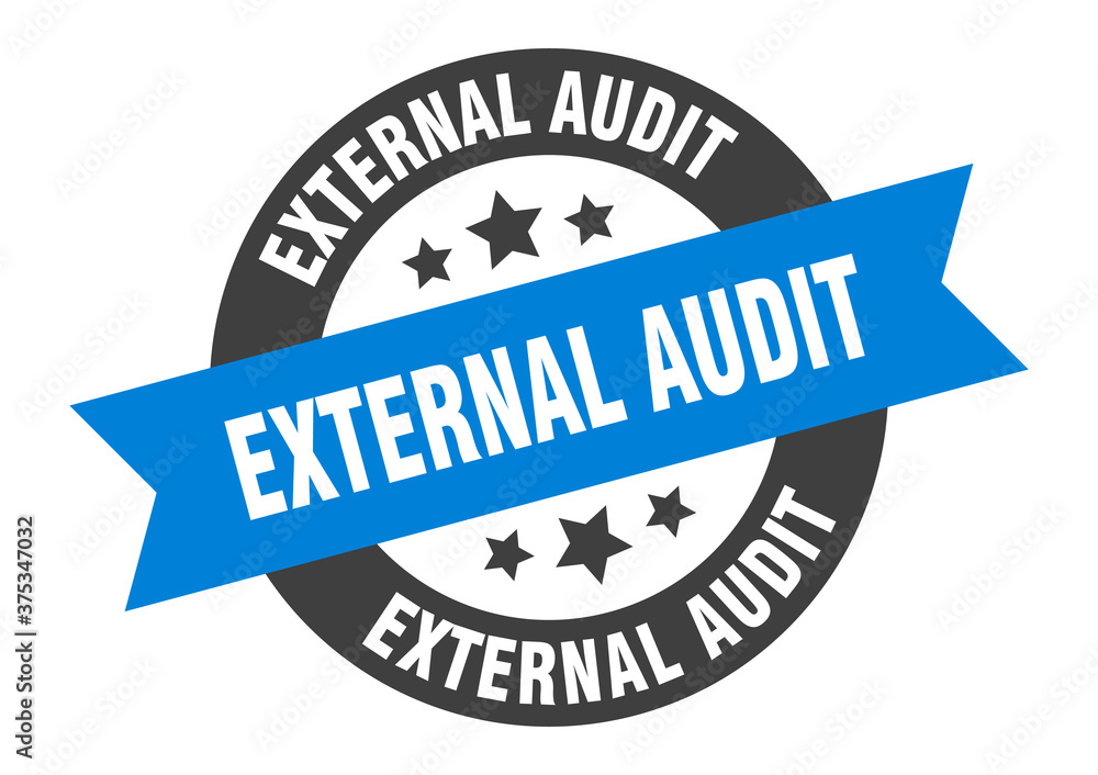Fototapeta premium external audit sign. round ribbon sticker. isolated tag