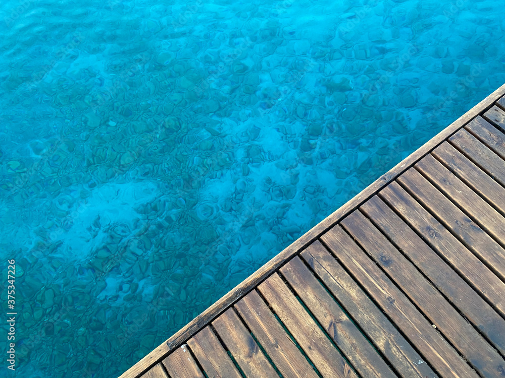 close up wooden floor on the sea