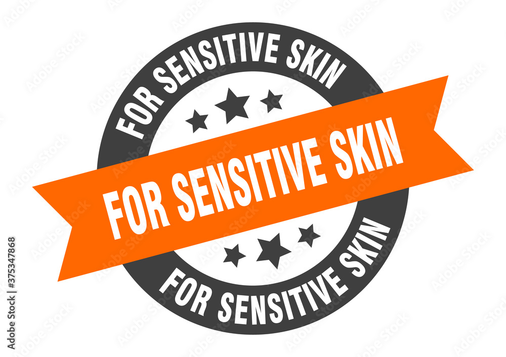 Obraz premium for sensitive skin sign. round ribbon sticker. isolated tag
