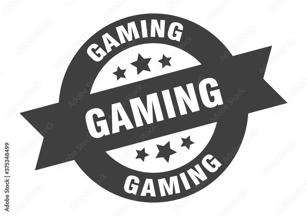 gaming sign. round ribbon sticker. isolated tag