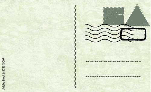 Post Card illustration with post stamps and swirl elements. 