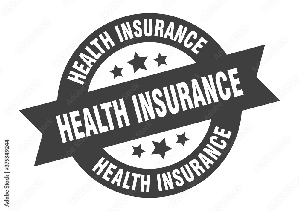 health insurance sign. round ribbon sticker. isolated tag