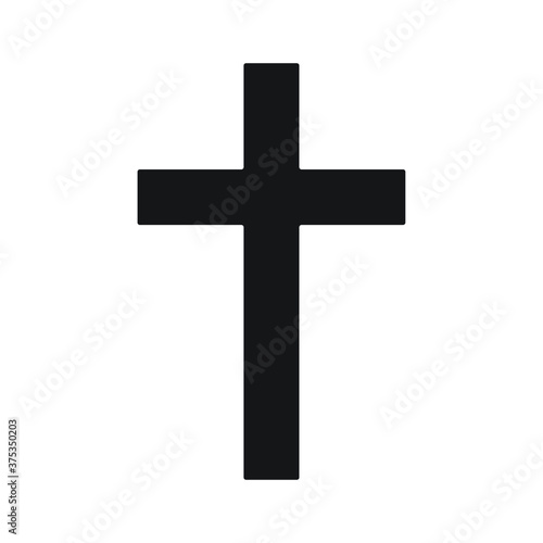 Cross vector shape symbol. Christianity sign. Christian religion icon. Catholic and protestant faith logo or image. Black silhouette isolated on white background.