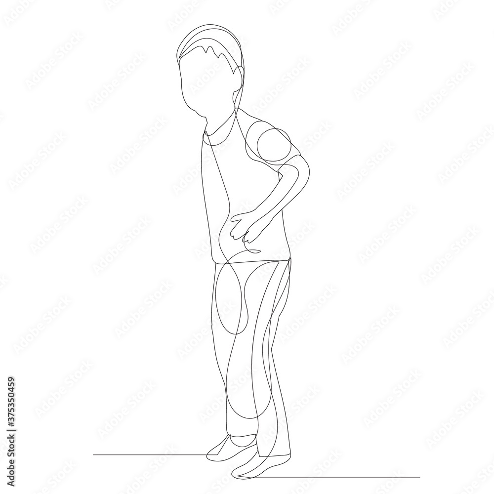 isolated, one line drawing child boy isolated, one line drawing child boy