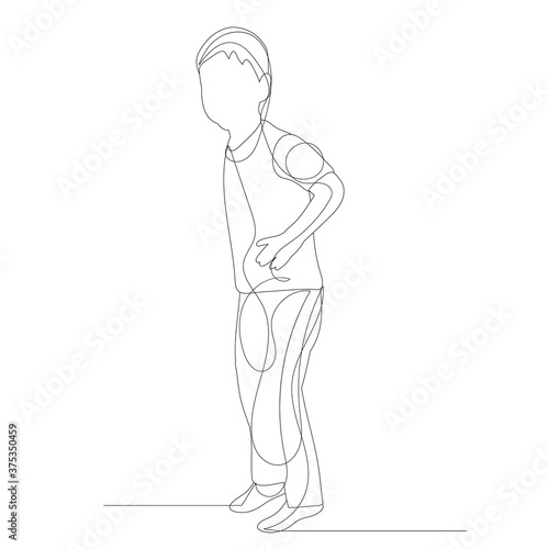 isolated, one line drawing child boy
