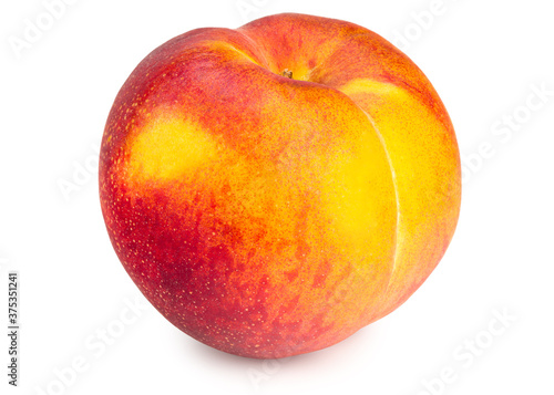 single peach fruit isolated on white background