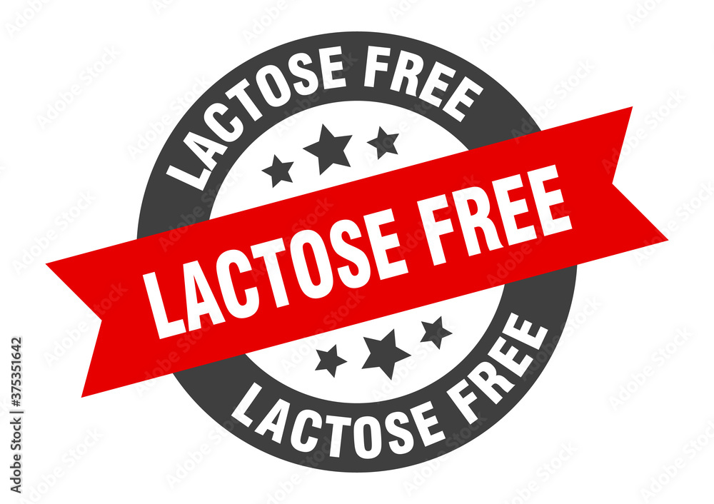 Fototapeta premium lactose free sign. round ribbon sticker. isolated tag
