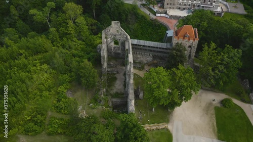 Beautiful medieval red Sangaste Castle (German: Schloss Sagnitz) and it's surroundings in country of Estonia. photo