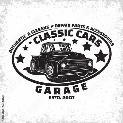 Vintage cars garage emblem