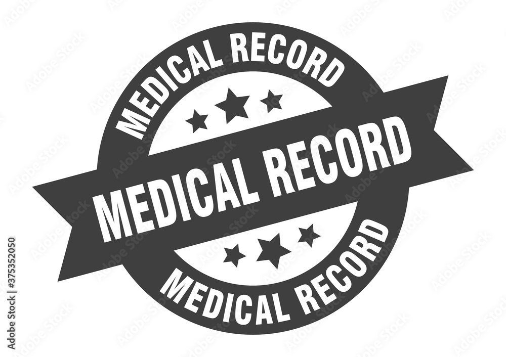 Obraz premium medical record sign. round ribbon sticker. isolated tag
