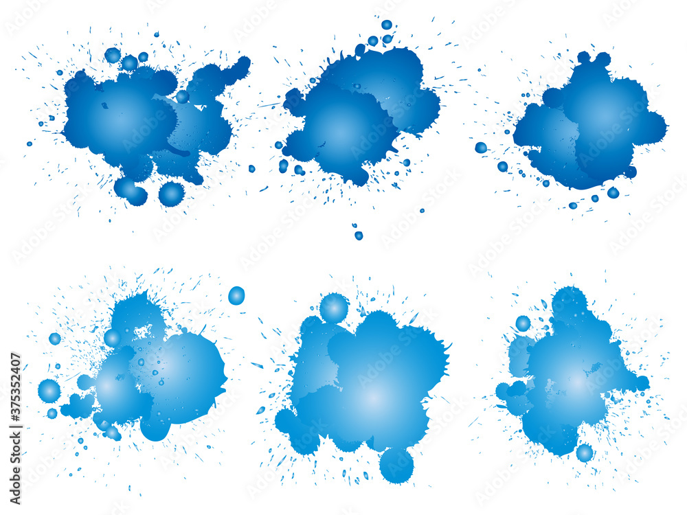 Vector collection of artistic grungy paint drop, hand made creative splash or splatter stroke set isolated white background. Abstract grunge dirty stains group, education or graphic art decoration Vector collection of artistic grungy paint drop, hand made creative splash or splatter stroke set isolated white background. Abstract grunge dirty stains group, education or graphic art decoration