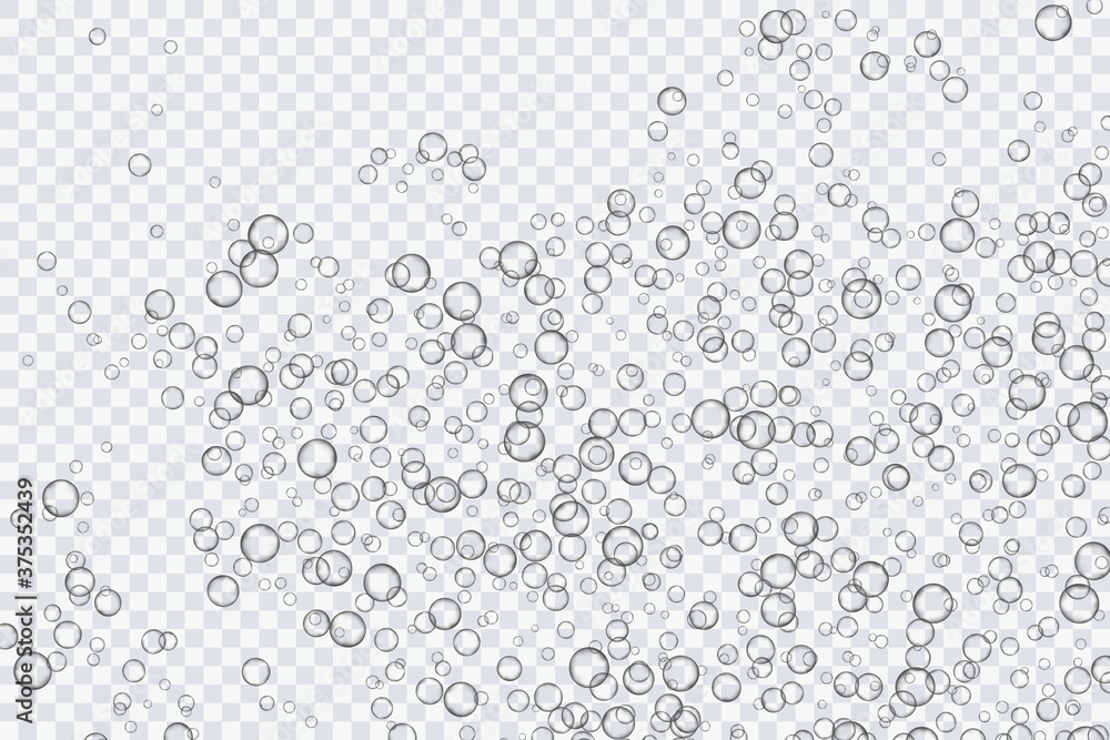 Air bubbles, oxygen, champagne crystal clear, isolated on a transparent background of modern design. Vector illustration of EPS 10. Air bubbles, oxygen, champagne crystal clear, isolated on a transparent background of modern design. Vector illustration of EPS 10.