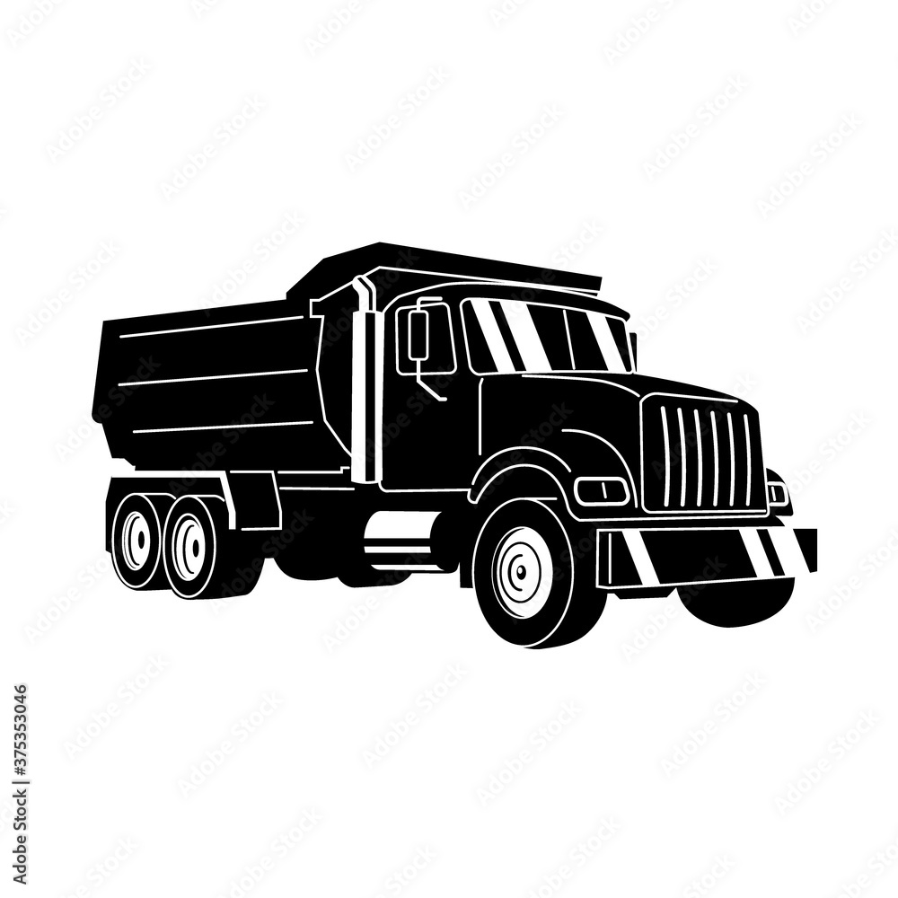 Vector Cartoon Dump Truck. Tipper truck.