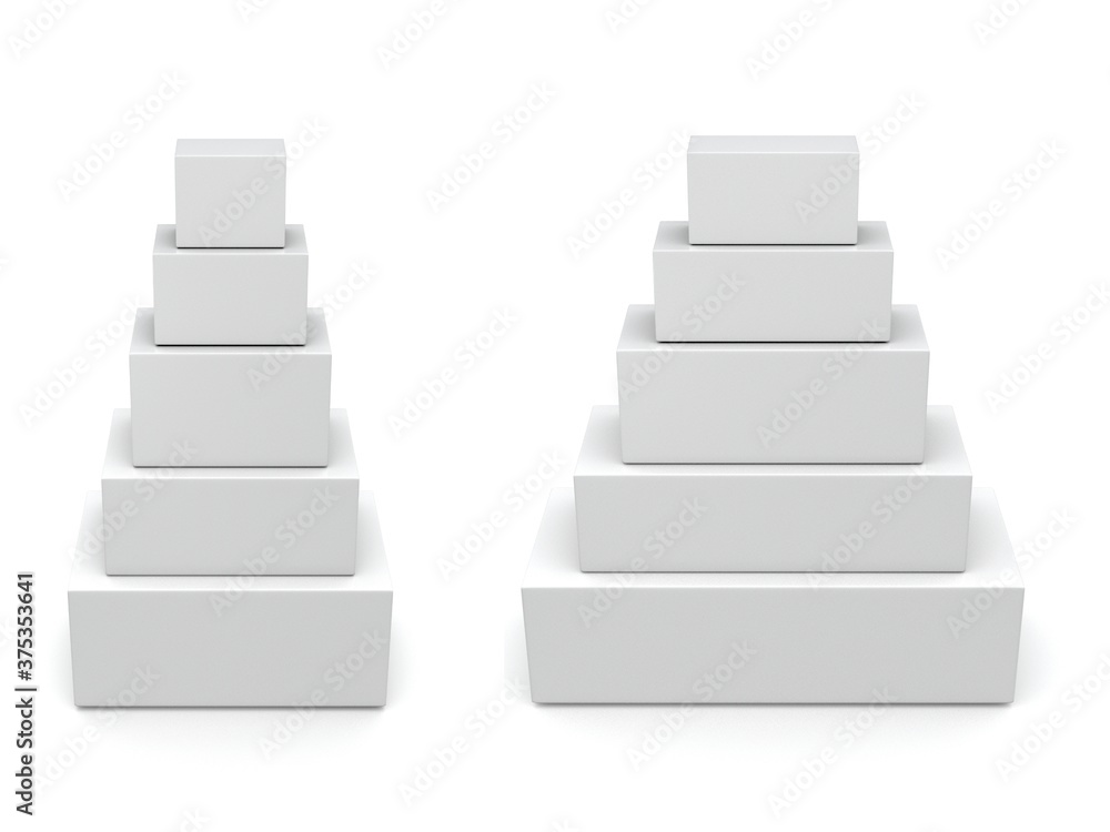 3D Pyramid of boxes on white background 3D Pyramid of boxes on white background