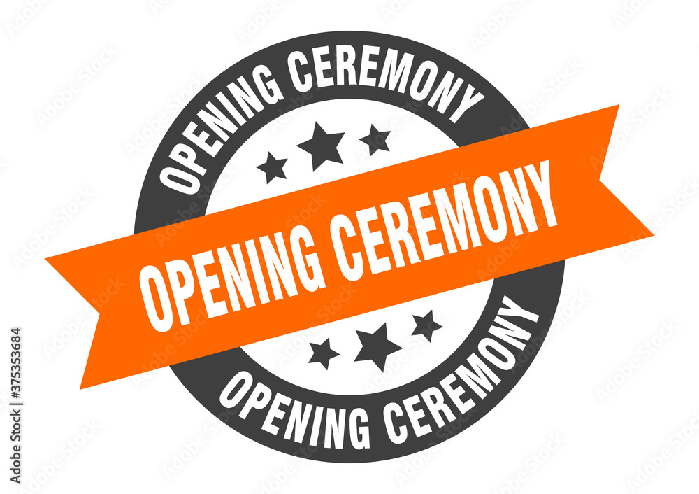 Fototapeta premium opening ceremony sign. round ribbon sticker. isolated tag