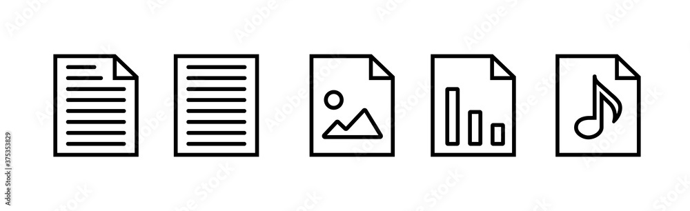 Fototapeta premium Set of documents folded written paper icons in line style vector illustration