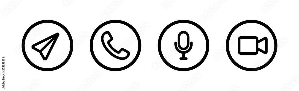 Set of call icons, mobile layout, UI,UX,Kit interface, call screen Set of call icons, mobile layout, UI,UX,Kit interface, call screen