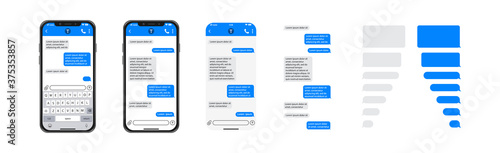 Smartphone chatting sms template bubbles, SMS chat composer, place your own text to the message, phone chatting sms template bubbles