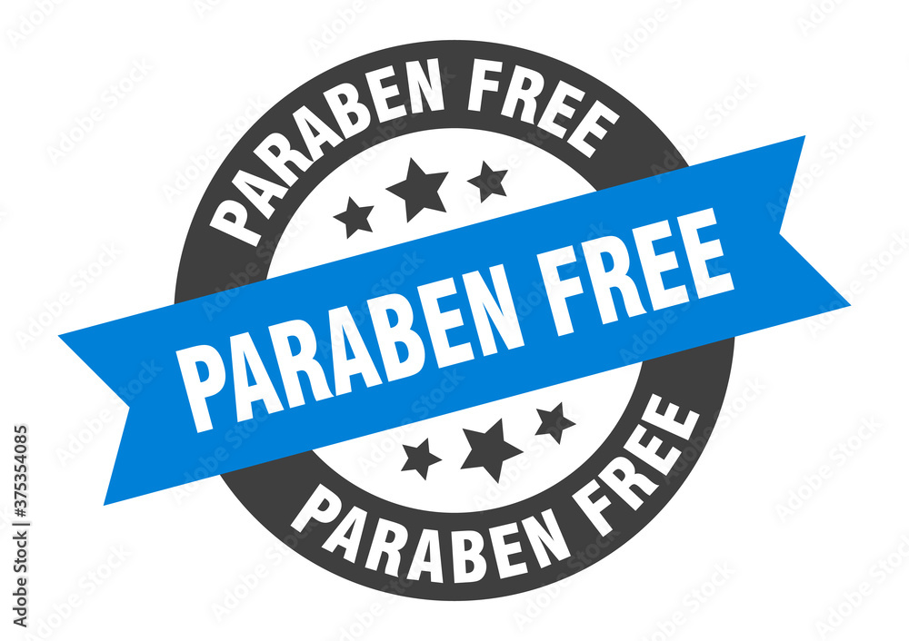 Obraz premium paraben free sign. round ribbon sticker. isolated tag
