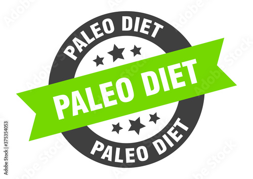 paleo diet sign. round ribbon sticker. isolated tag