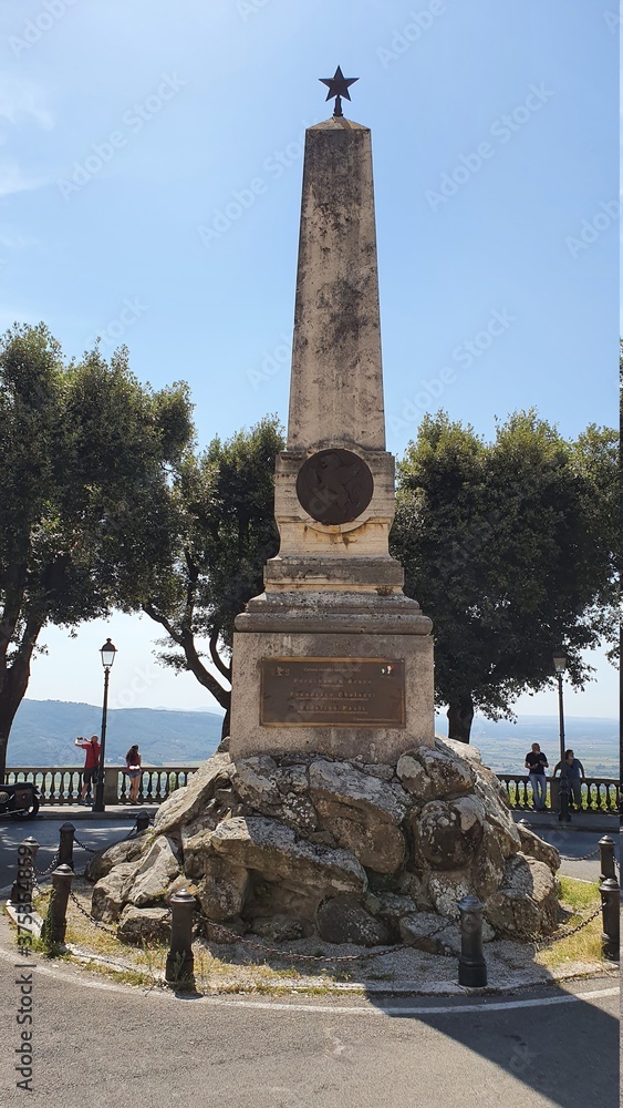 Monument dedicated to Giuseppe Garibaldi in Cortona, Tuscany, Italy.